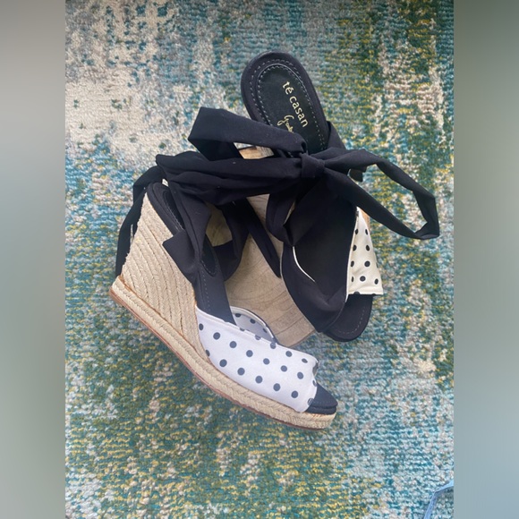 Vintage Y2K Té Casan G’auluce Seldi black white polka dot espadrilles, EU 37 - Picture 1 of 16